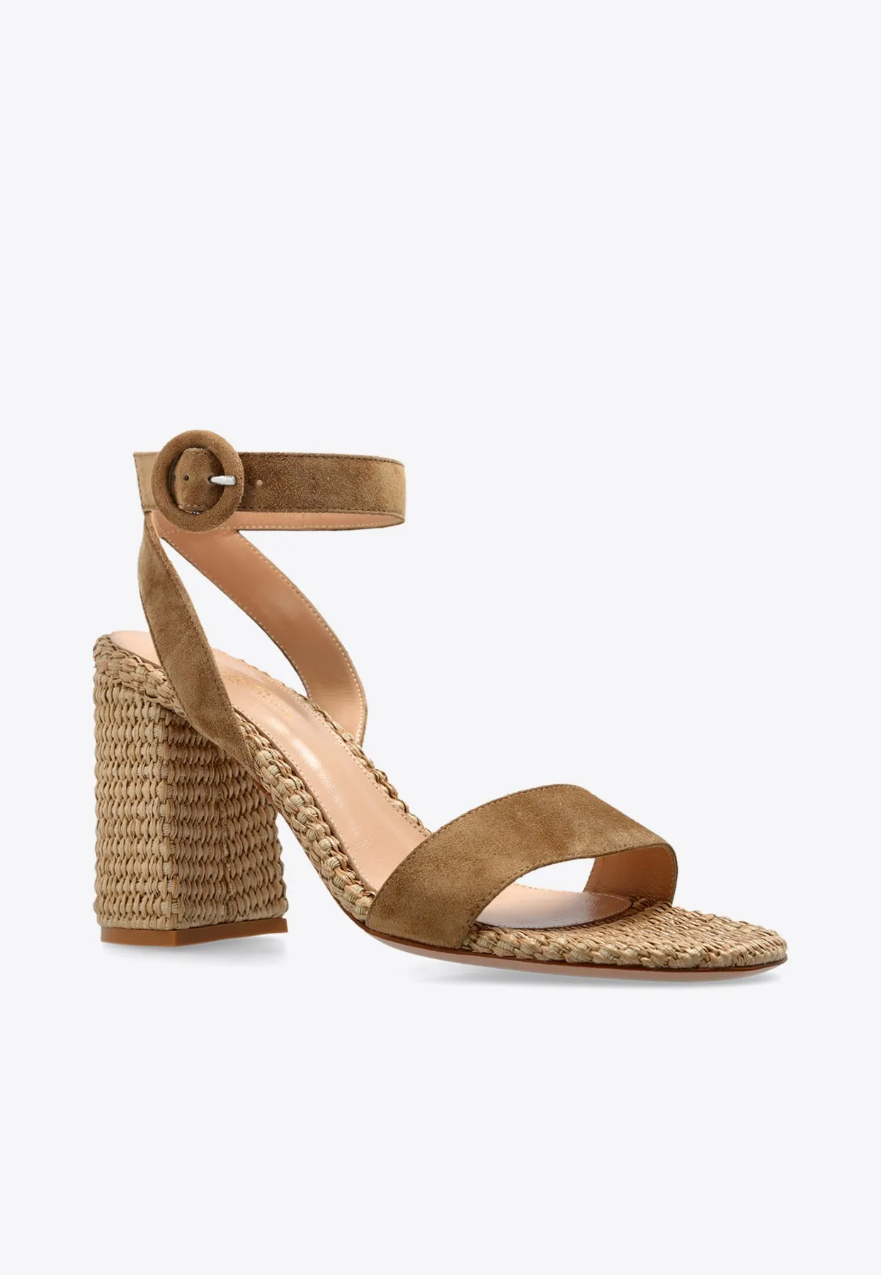 80 Braided Suede and Raffia Sandals