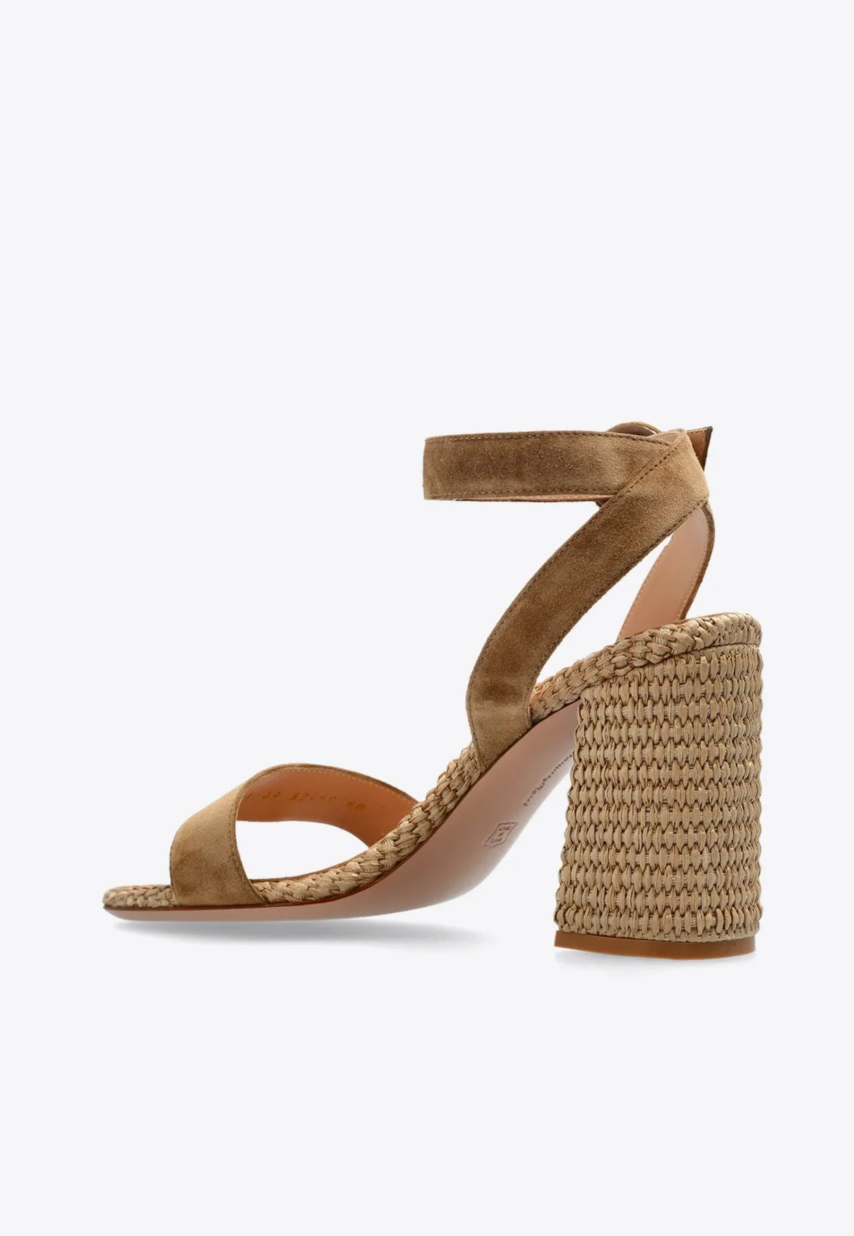 80 Braided Suede and Raffia Sandals