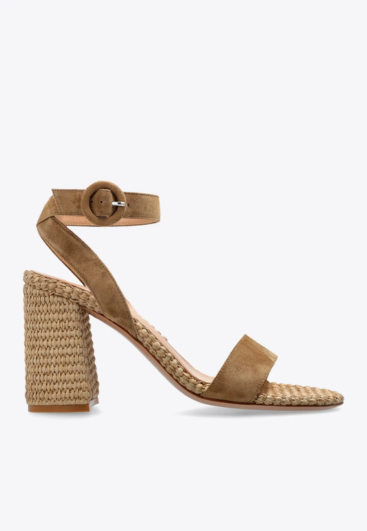 80 Braided Suede and Raffia Sandals