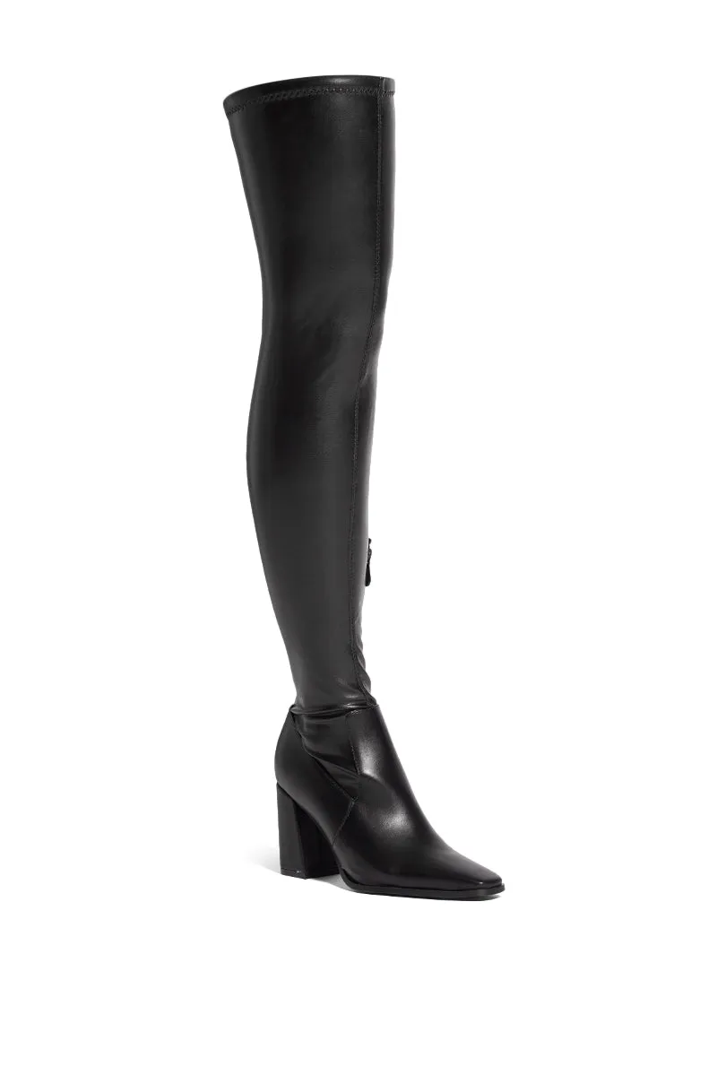 AZALEA WANG ERAQUS BLACK OVER THE KNEE BLACK CHUNKY BOOT