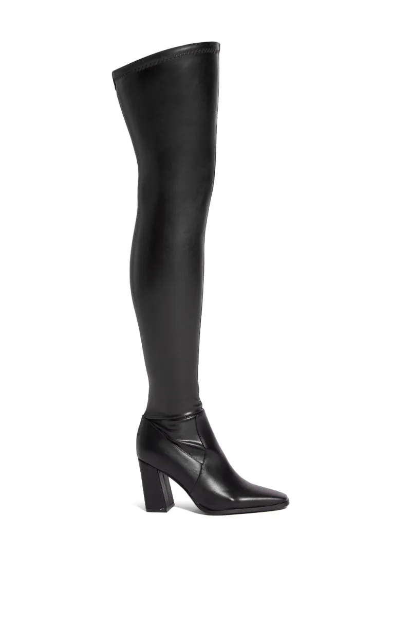 AZALEA WANG ERAQUS BLACK OVER THE KNEE BLACK CHUNKY BOOT