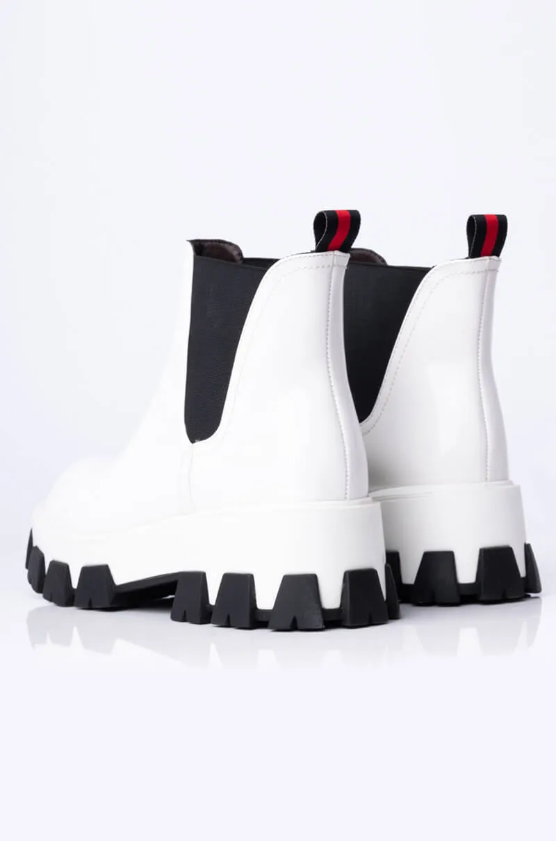 AZALEA WANG LEARN TO LET GO FLATFORM BOOTIE IN WHITE