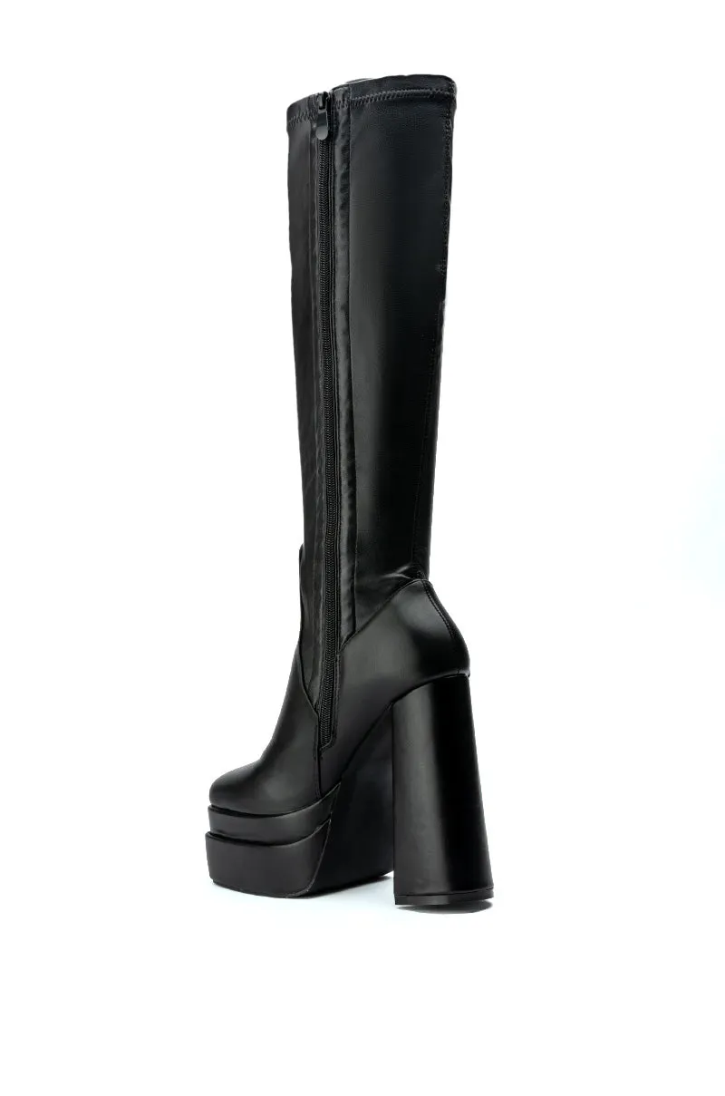 AZALEA WANG MAXINE STRETCH CHUNKY BOOT IN BLACK