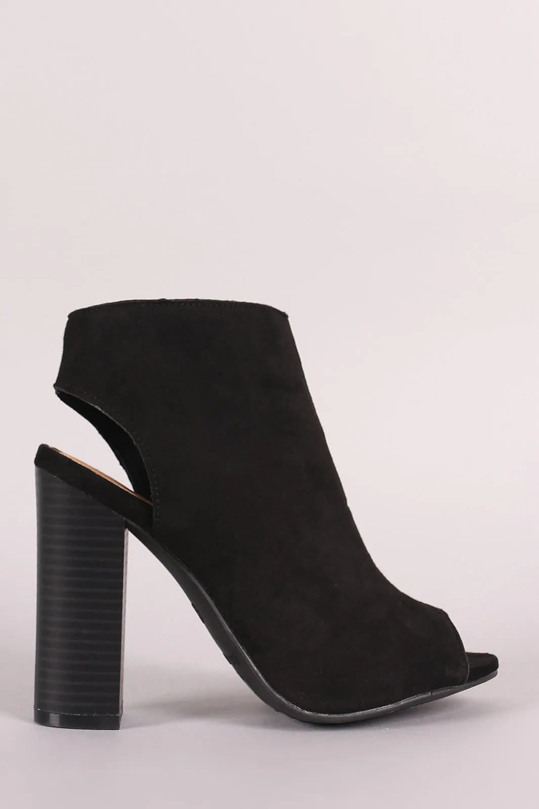 Bamboo Open Toe Chunky Heeled Mule Booties