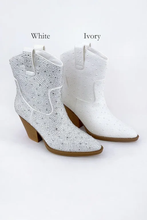 Bedazzled Cowboy Boot White