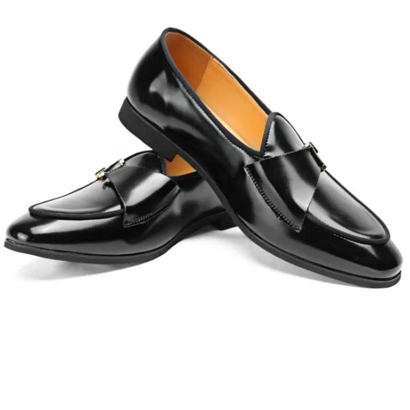 Black Loafers With Side Hook - Men Shoes