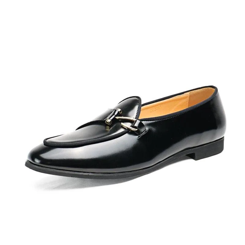 Black Loafers With Side Hook - Men Shoes