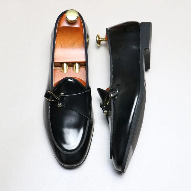 Black Loafers With Side Hook - Men Shoes