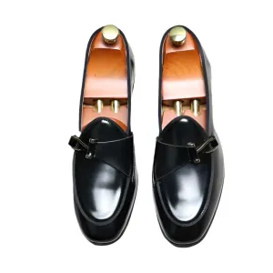 Black Loafers With Side Hook - Men Shoes