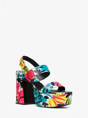 Blaire Floral Leather Platform Sandal