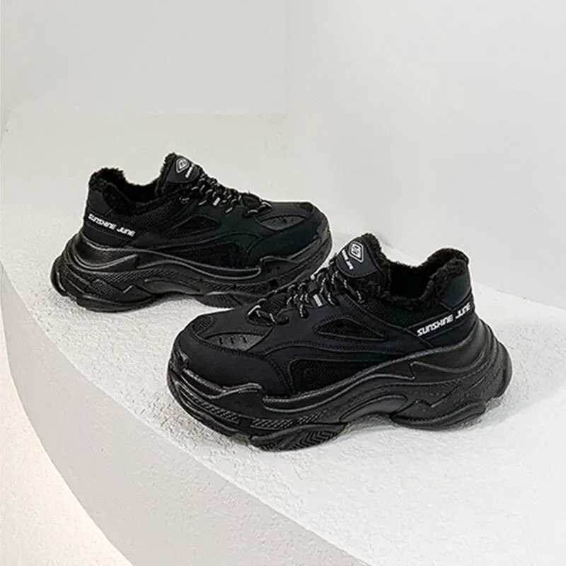 Casual Platform Women's Sneakers Genuine Leather Increase Height Female Chunky Shoes Spring Autumn Tennis Ladies Shoes