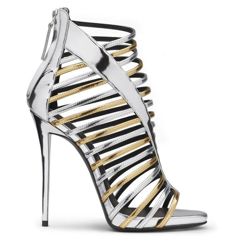 Chic Unveiling Elegance Metallic Strappy Roman Sandals