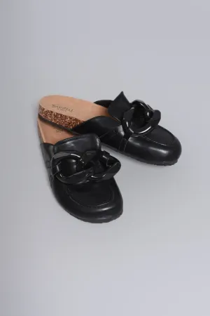 Come Back Buckle Closed Toe Slides - Black