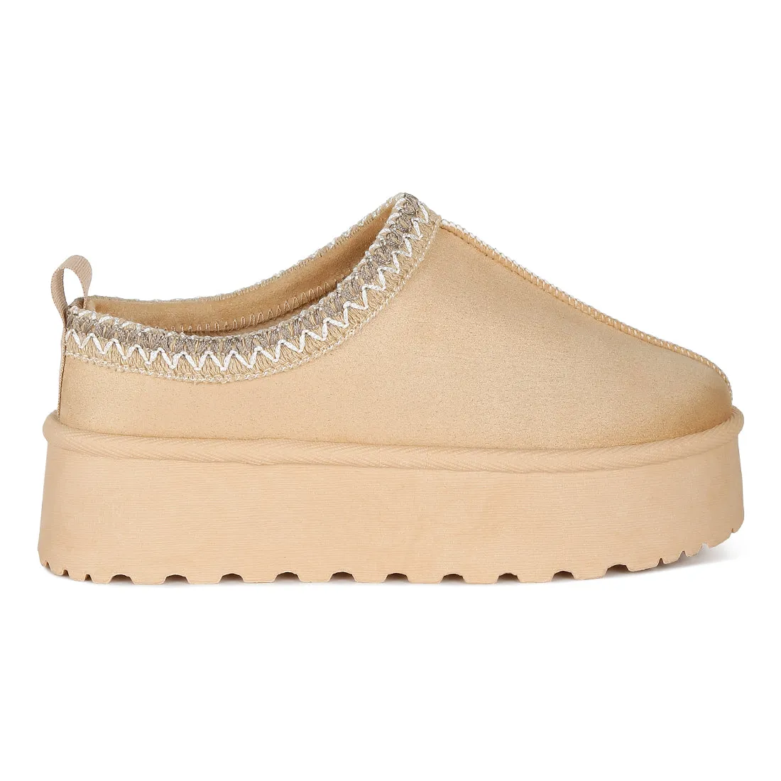 Embroidered Platform Fur Classic Slip-On