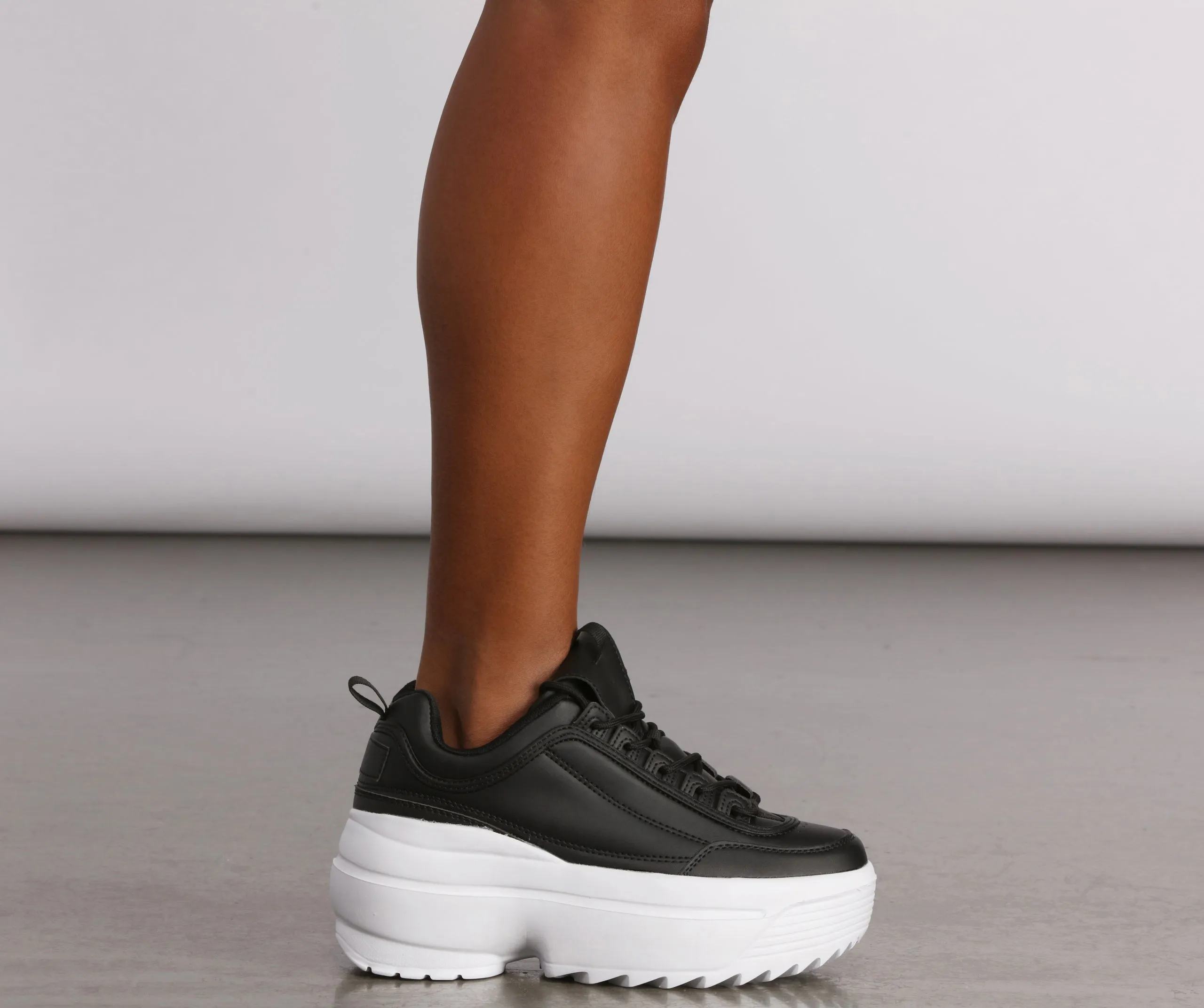 Extra High Textured Platform Chunky Sneakers