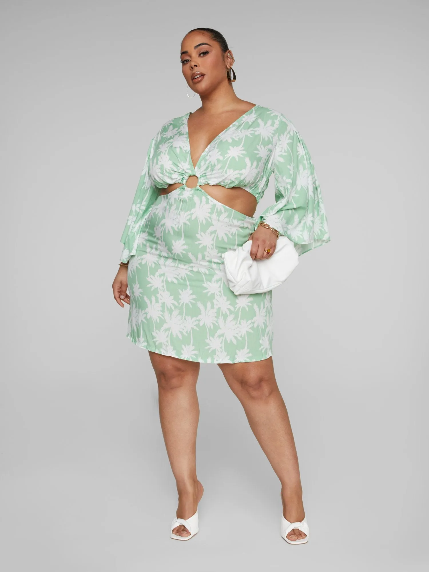 Fashion To Figure - Tika Palm Print O-Ring Dress