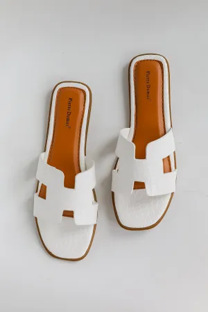 FINAL SALE - Take The Chance White Slide Sandals