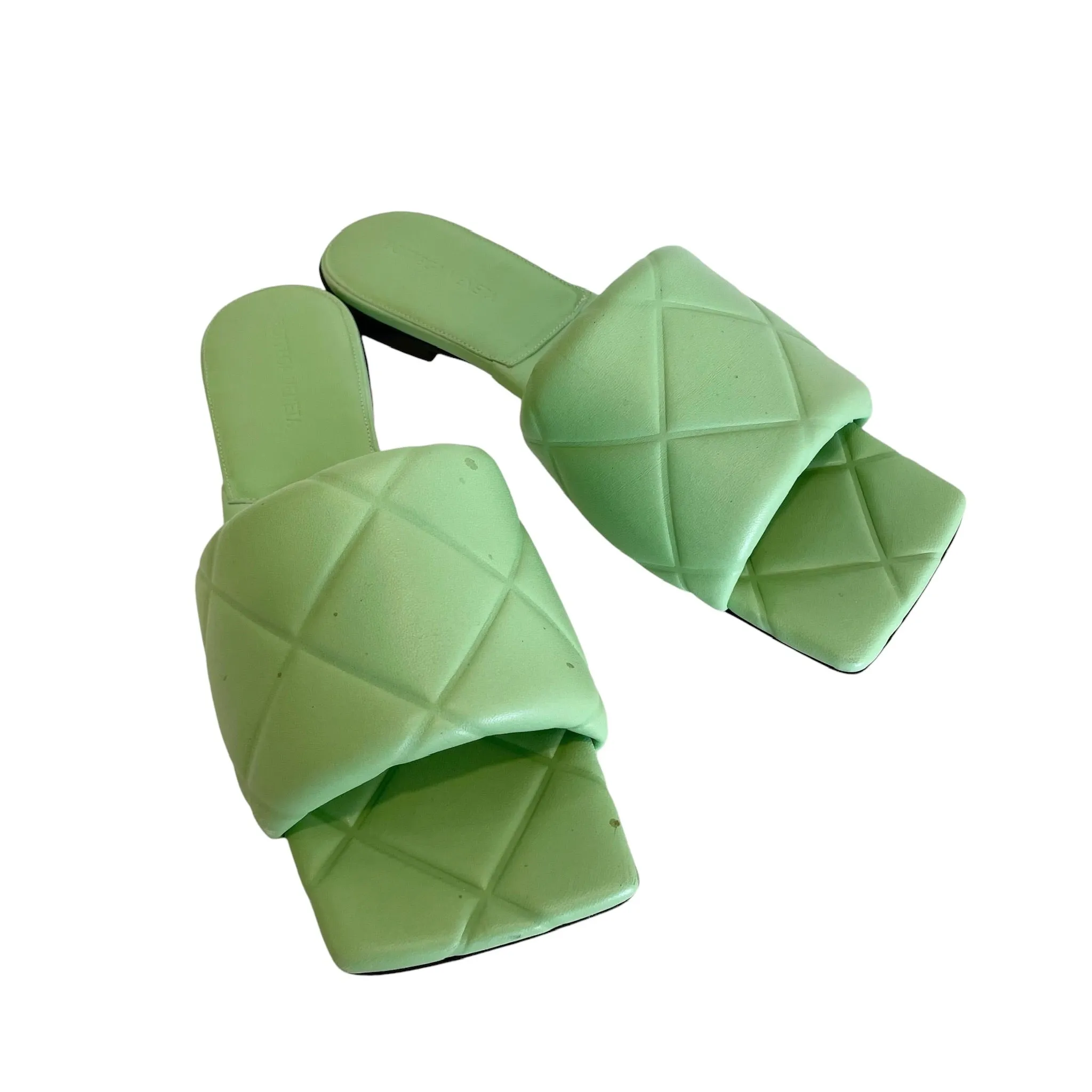 Green Leather Slides - 11