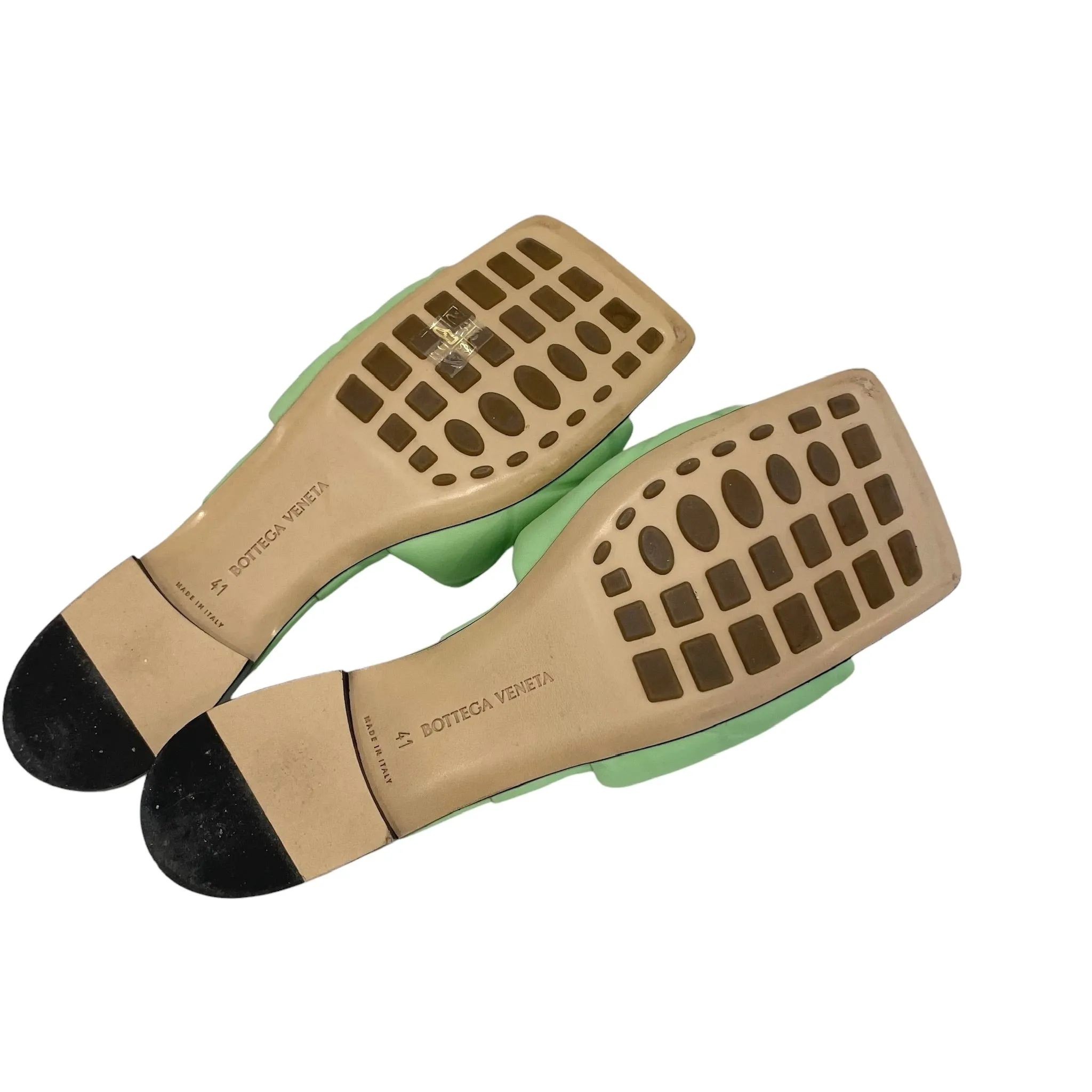 Green Leather Slides - 11