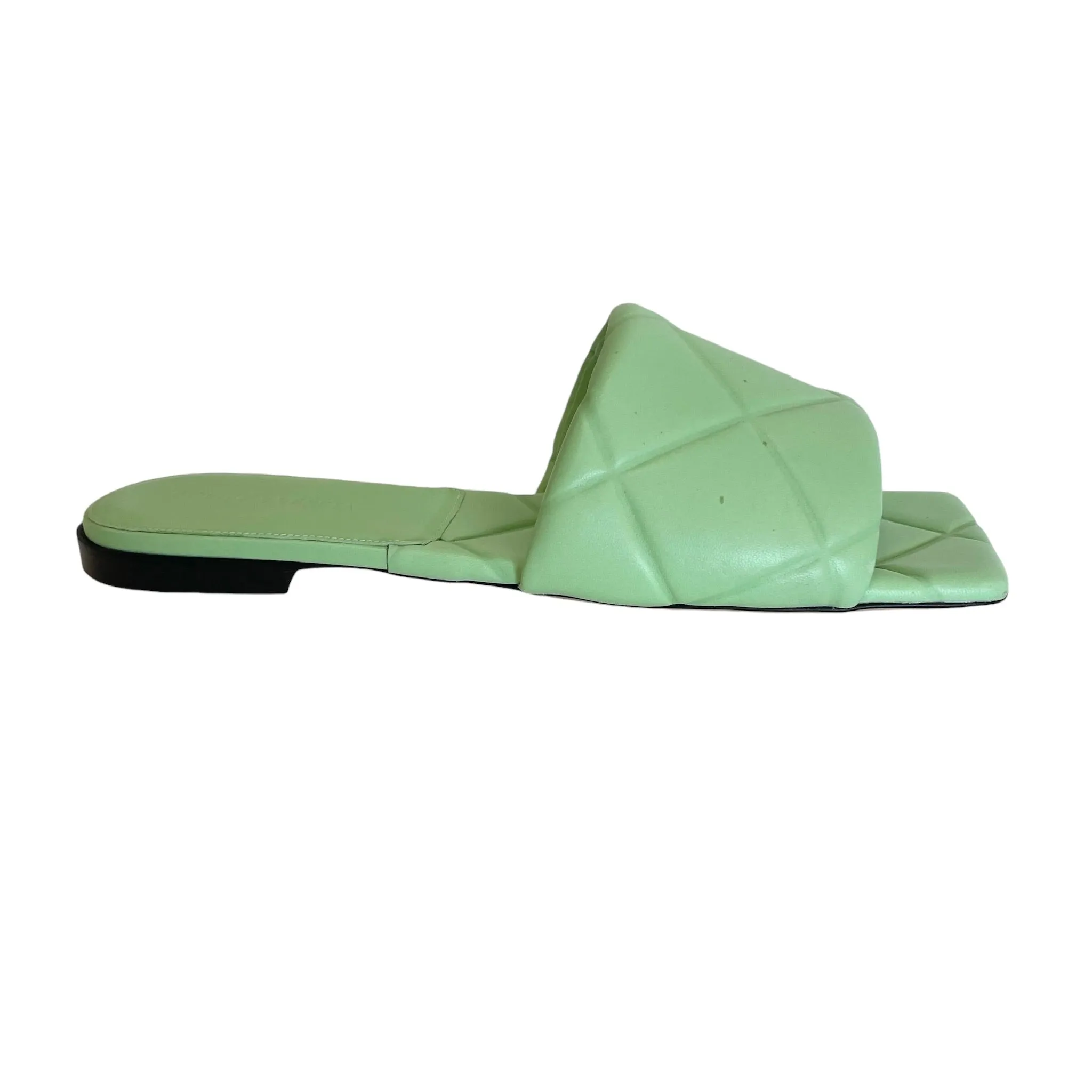 Green Leather Slides - 11