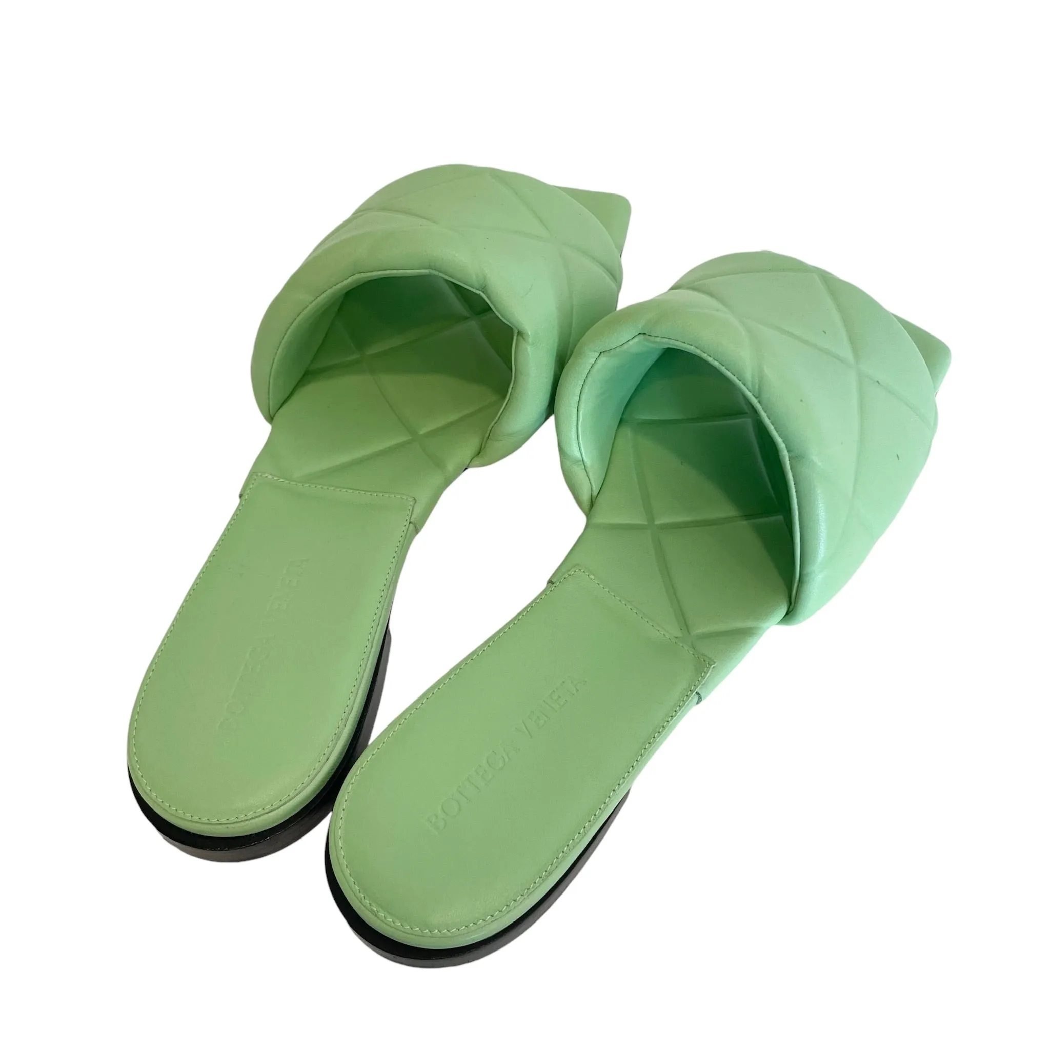 Green Leather Slides - 11