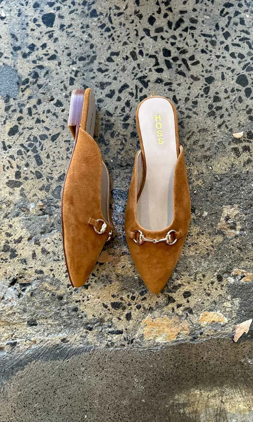 HOSS Tan Suede Buckle Mule