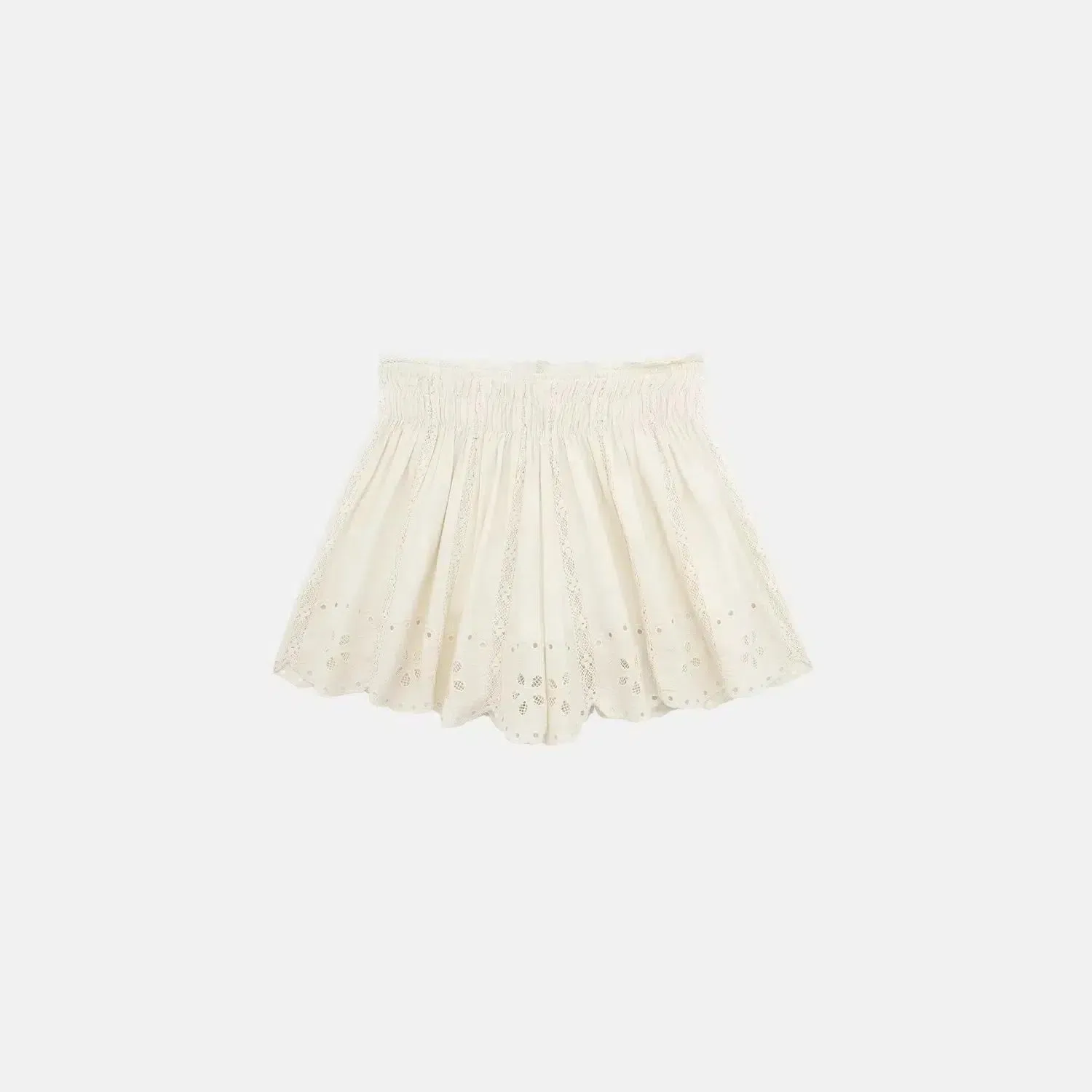 Ibérica Glow Set – Cream – Embroidered top with lace shorts