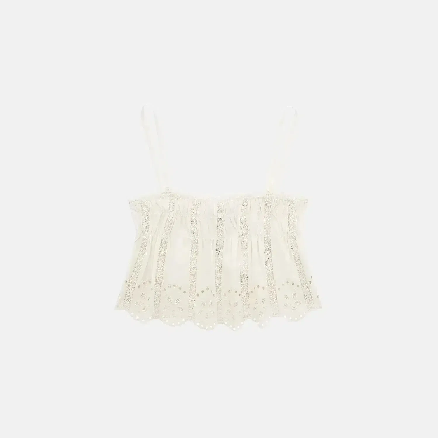 Ibérica Glow Set – Cream – Embroidered top with lace shorts