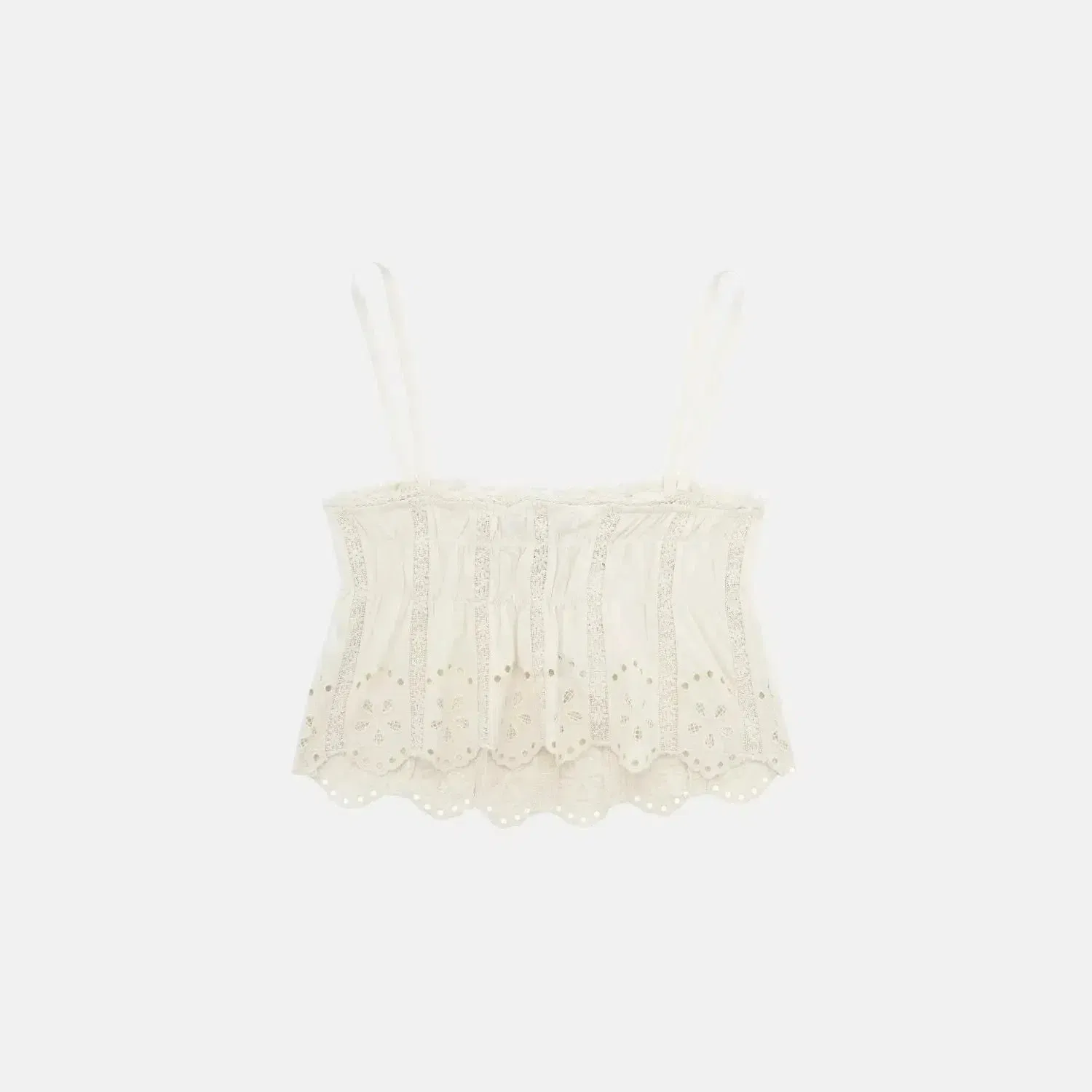 Ibérica Glow Set – Cream – Embroidered top with lace shorts