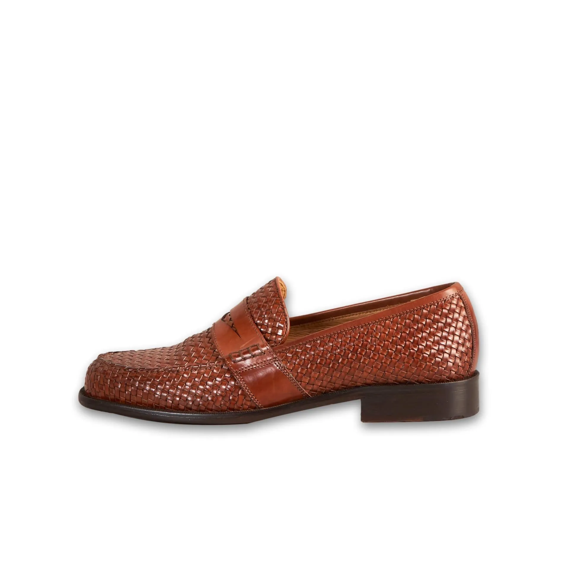 J. Peterman Men's Italian Woven Loafers in Brown