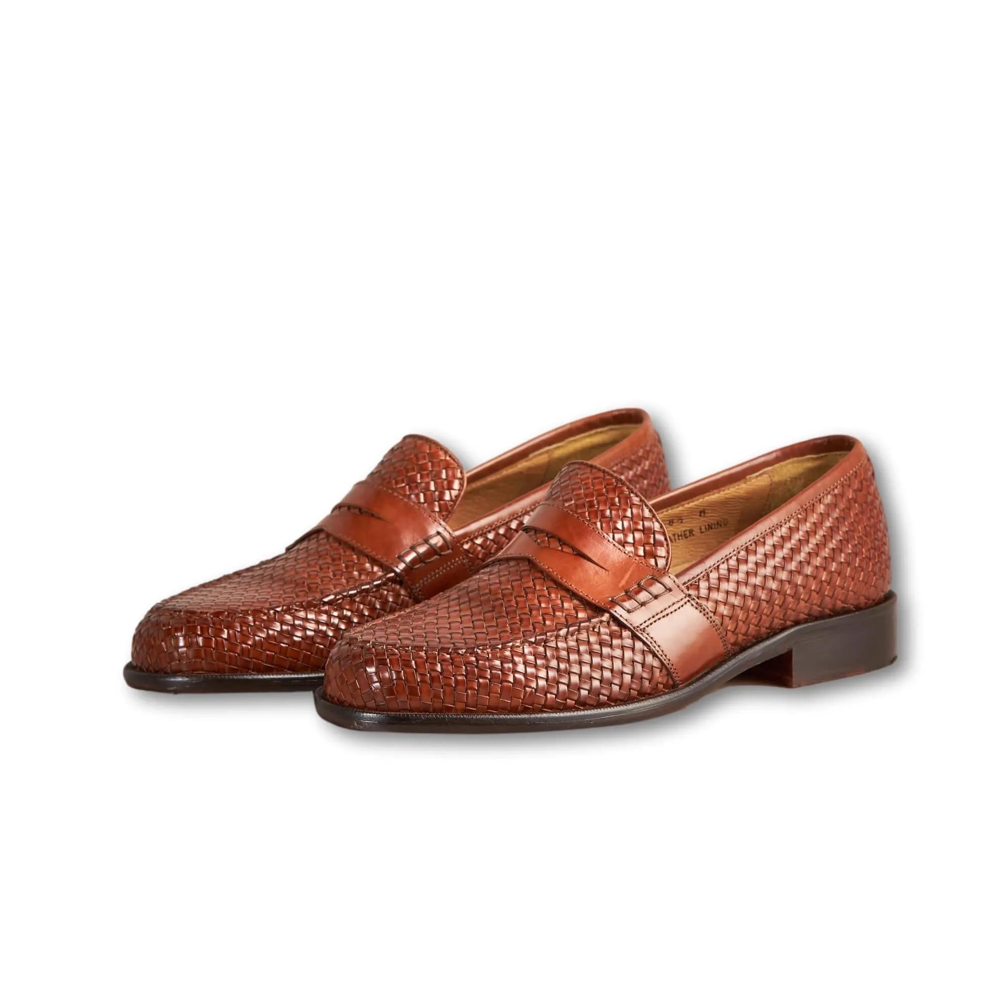 J. Peterman Men's Italian Woven Loafers in Brown