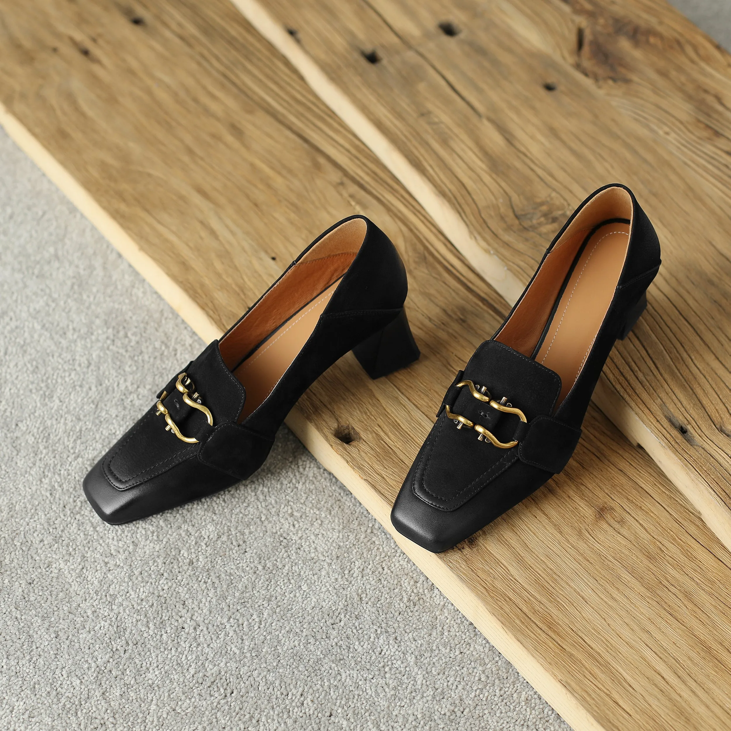 Karla Black Block Heel Loafer Pumps