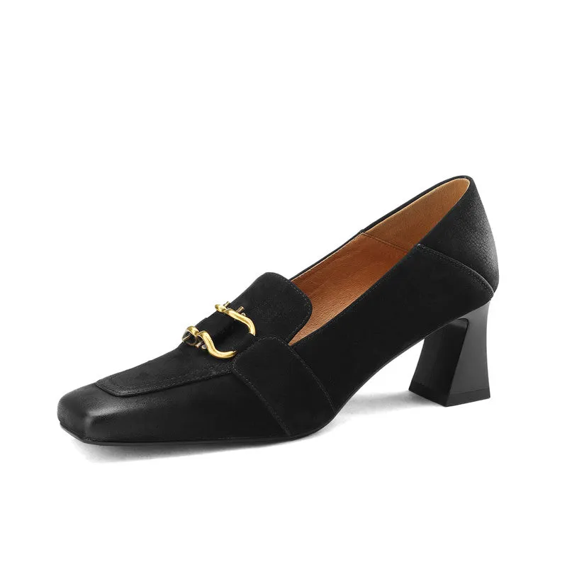 Karla Black Block Heel Loafer Pumps