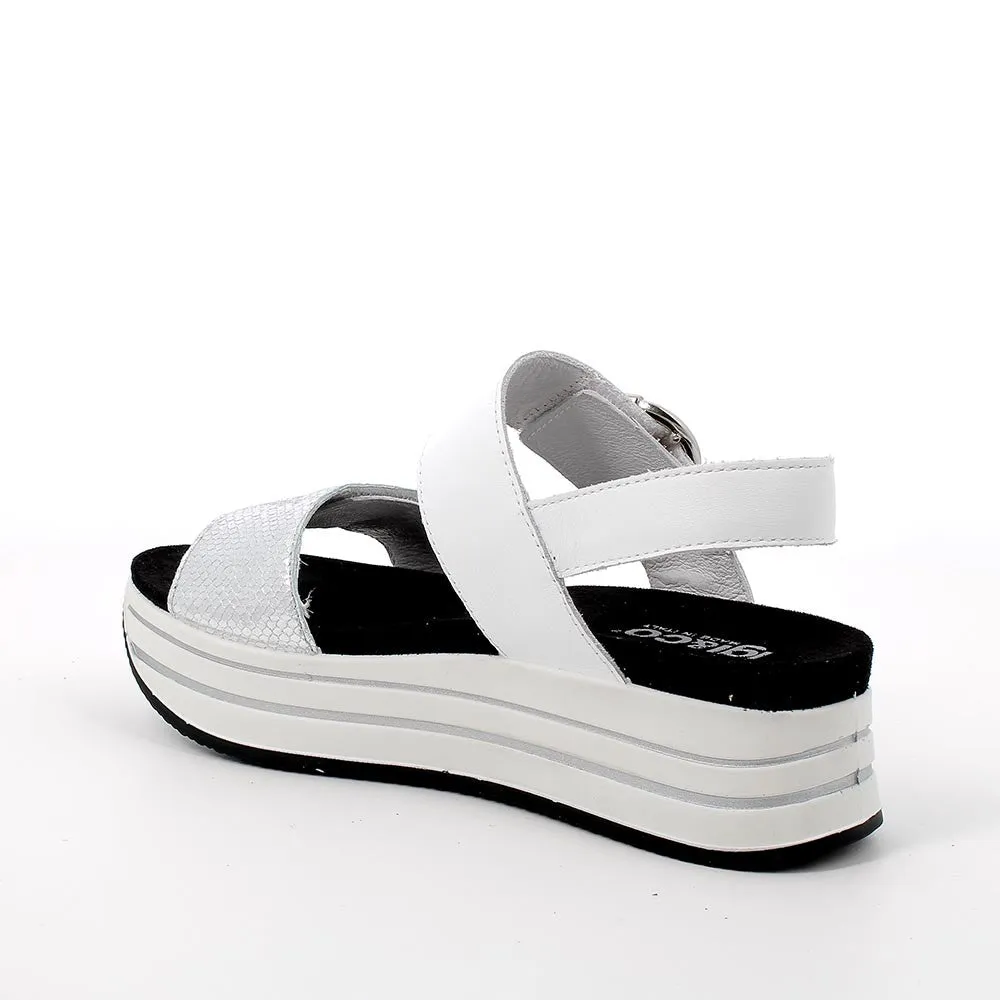 Ladies IGI & Co Sandals White/Silver Chunky Platform 5679111 sale