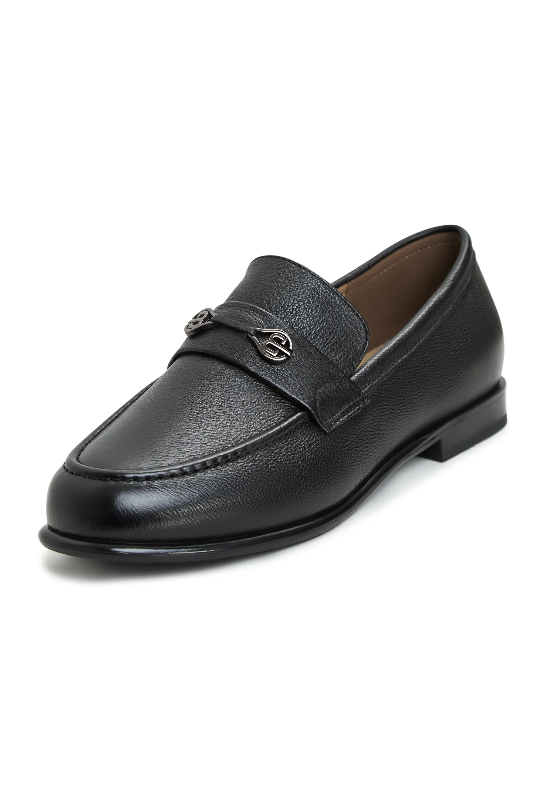 Leather Block Heeled Loafers Abigail - Black