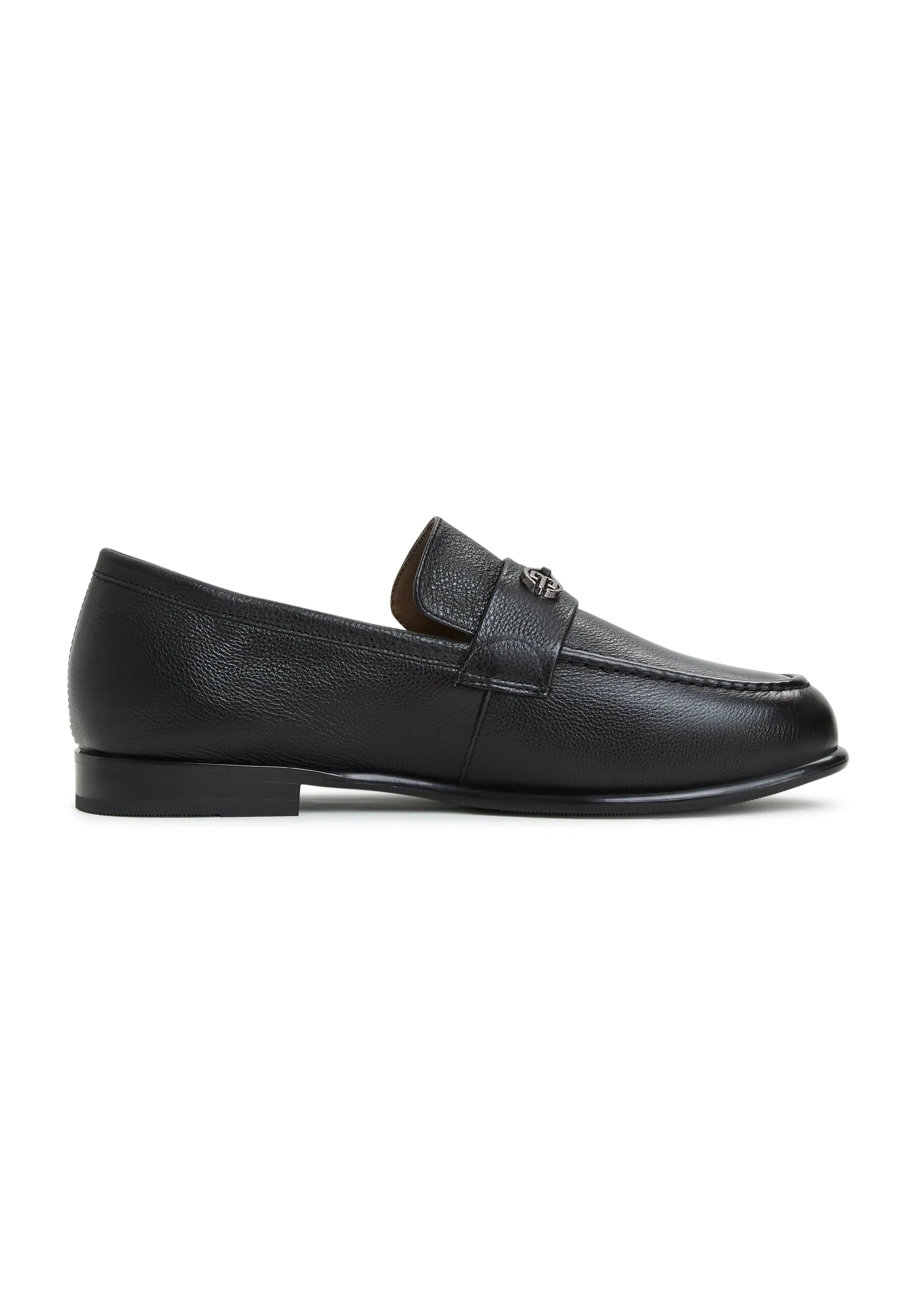 Leather Block Heeled Loafers Abigail - Black