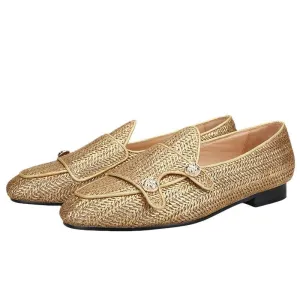 Luxury Woven Monk Strap Loafers - Men Shoes