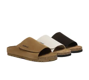 Men Adjustable Embossed Slip-on Summer Slides Justice