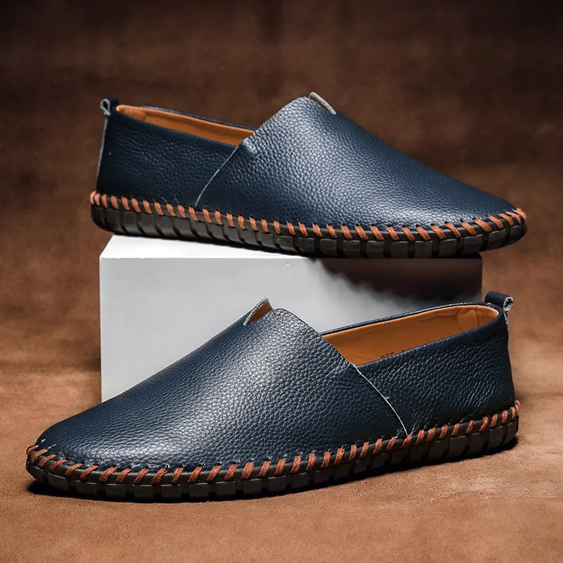 Men's soft leather slip-on loafer shoes