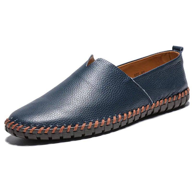 Men's soft leather slip-on loafer shoes