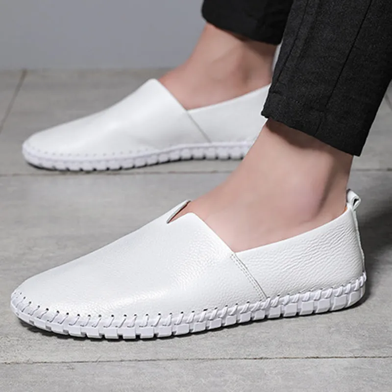 Men's soft leather slip-on loafer shoes