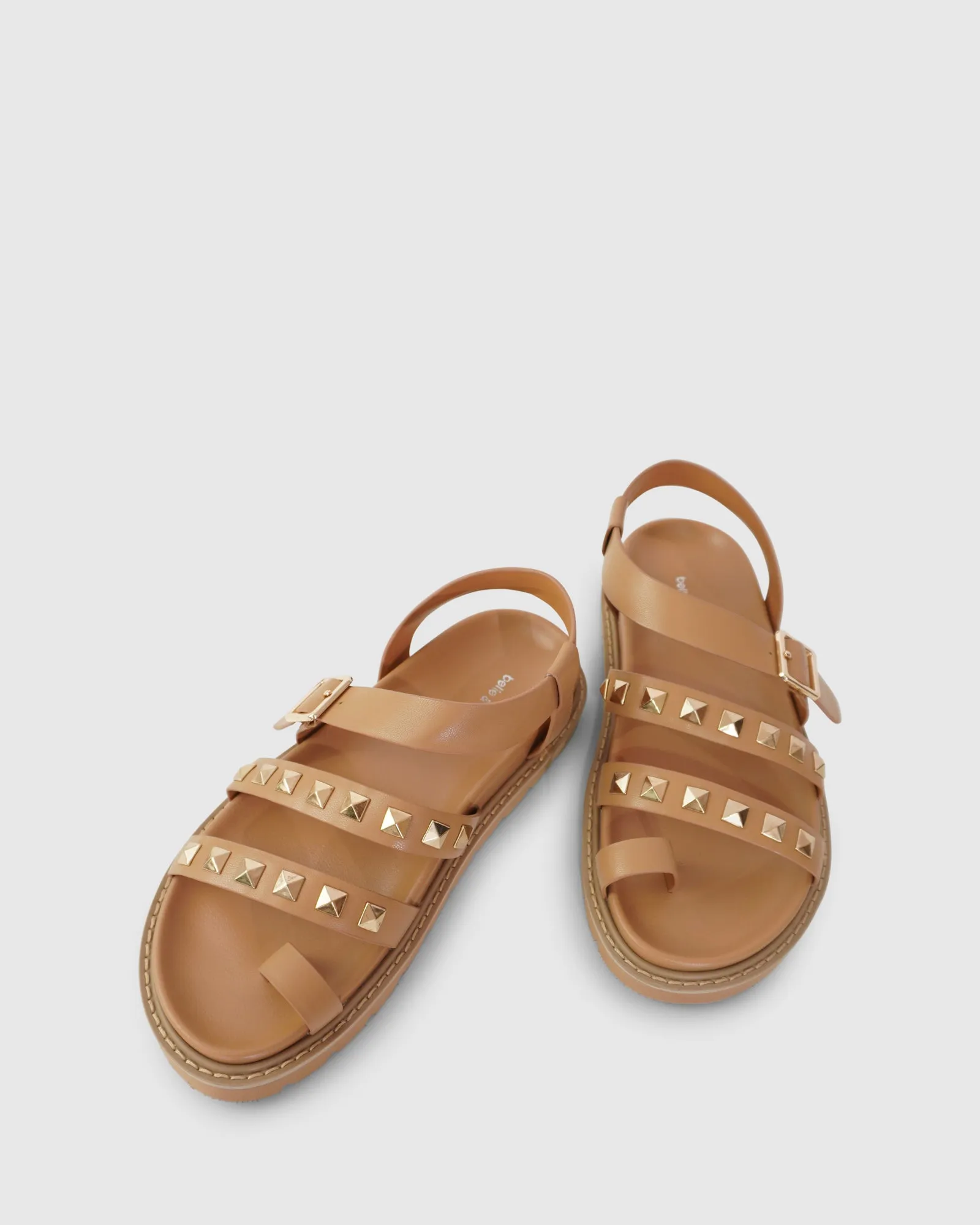 Morning Mood Chunky Stud Sandal - Camel