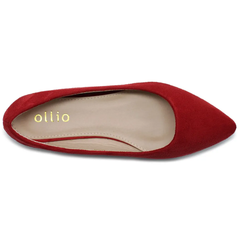 Ollio Women's Ballet Comfort Light Faux Suede Multi Color Shoe Flat (Purple, Green, Red, Beige, Blue, Mustard)