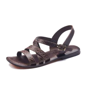 Open Toe Leather Ankle Strap Sandals For Womens