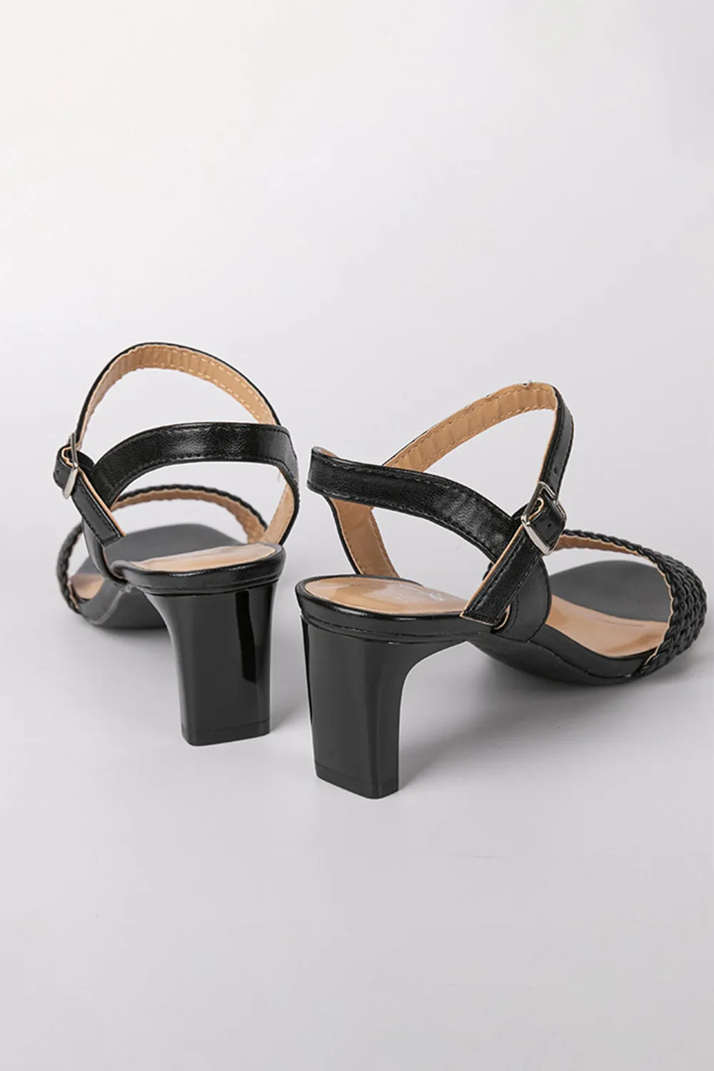 Outdoor Sandals Peep Toe Chunky Heel Fashion Shoes With Buckle Braided Strap