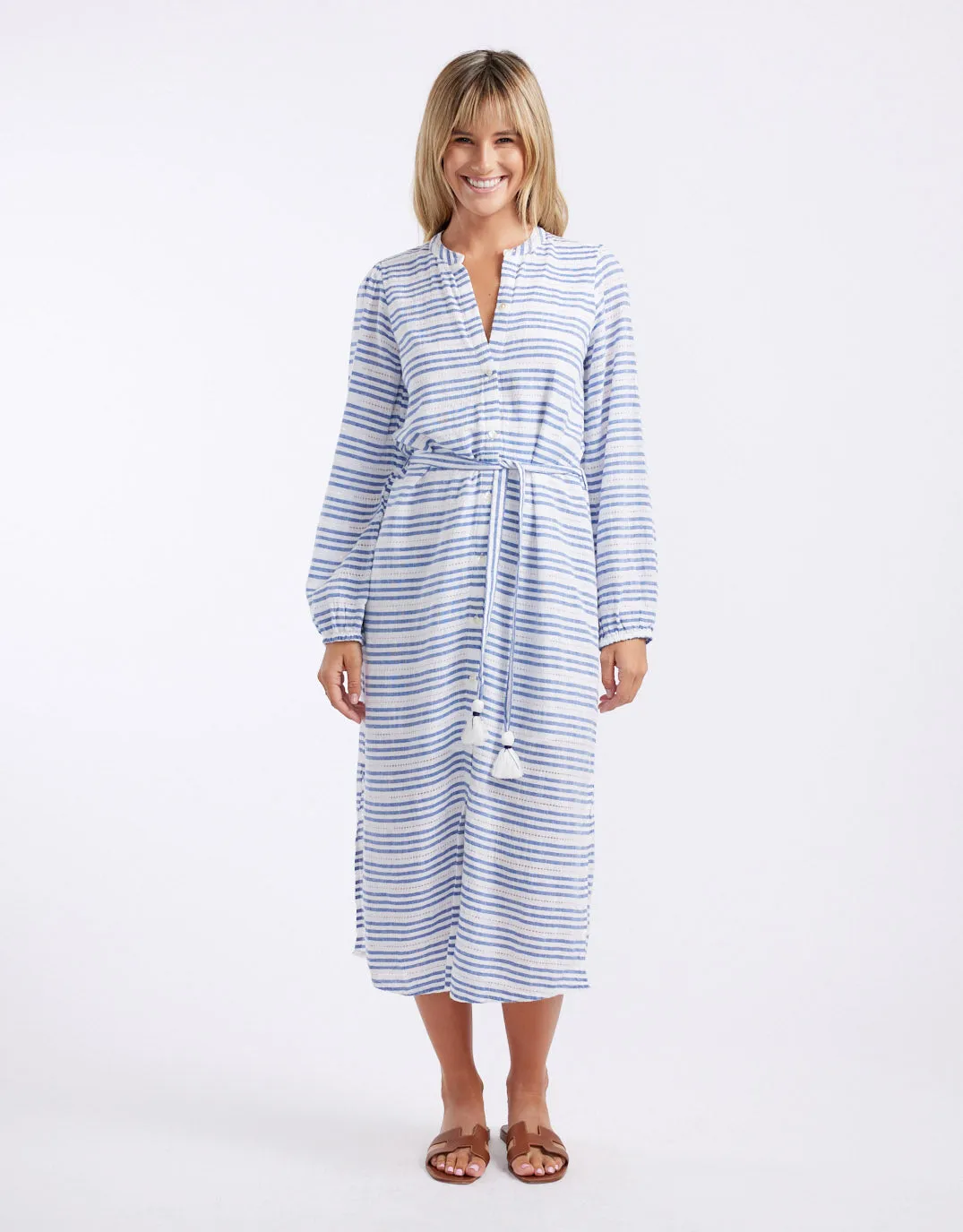 Palm Island Dress - Blue/White Stripe