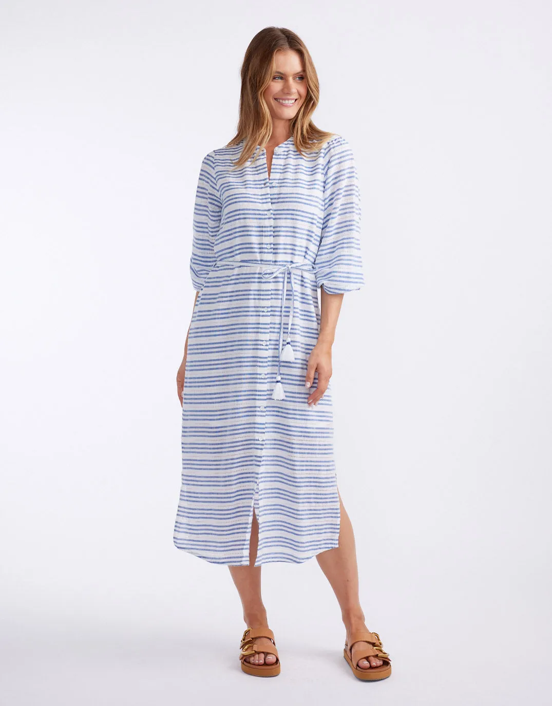 Palm Island Dress - Blue/White Stripe