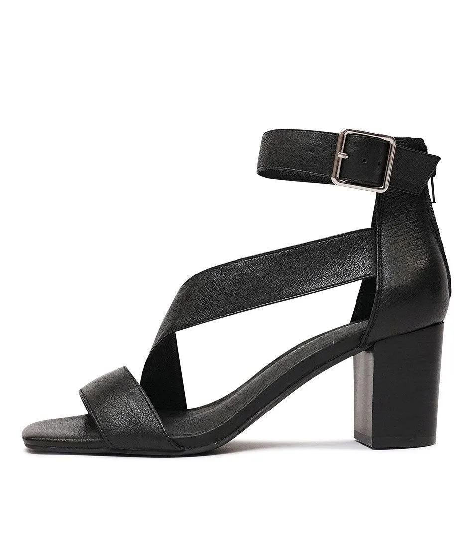 Perant Black Leather Heels