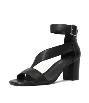 Perant Black Leather Heels