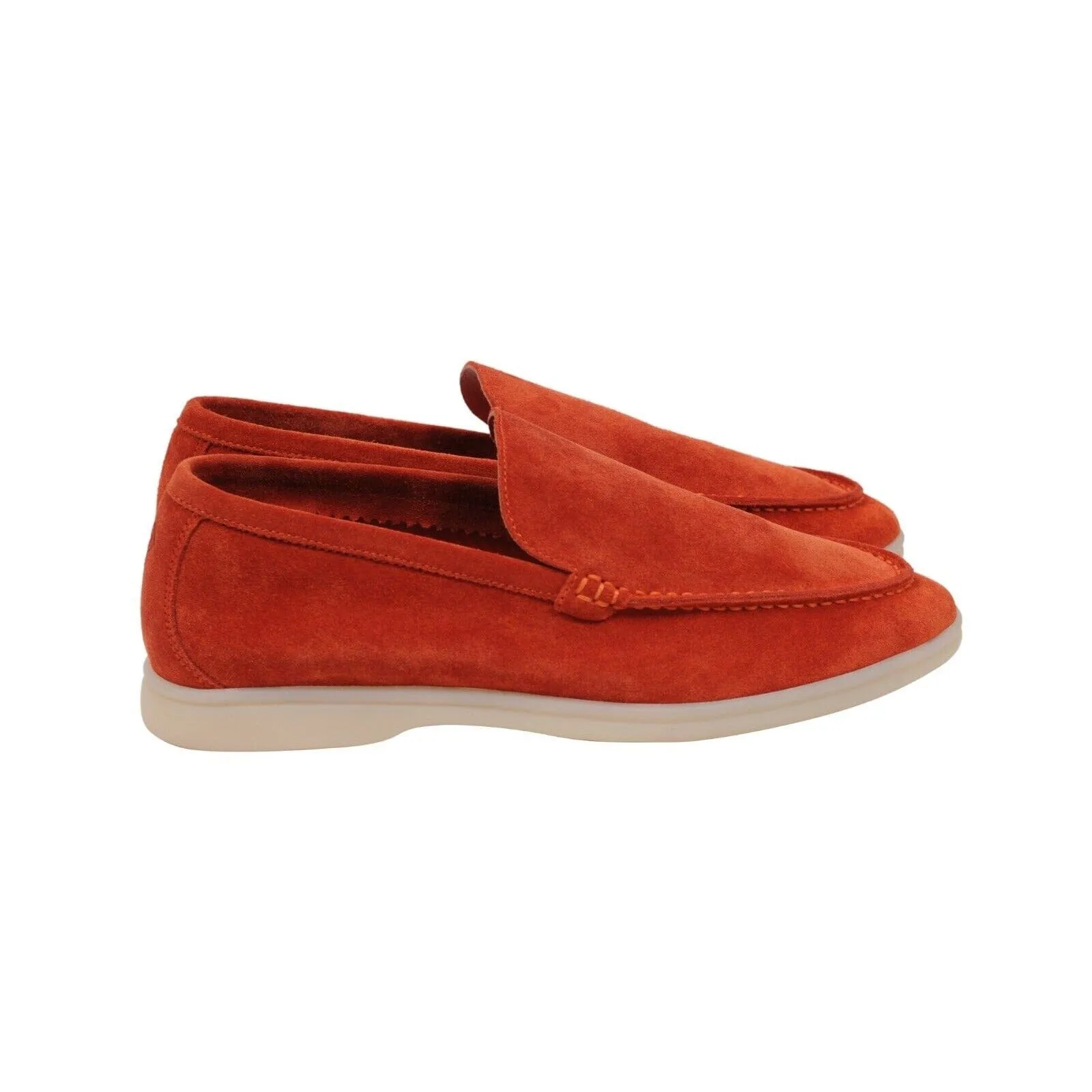 Red Orange Suede Summer Walk Loafers